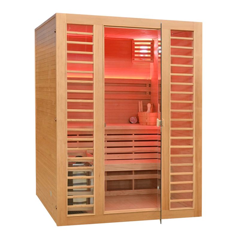 Sauna sucha z piecem EL3S XL 3-osobowa 150 × 150 cm hemlock