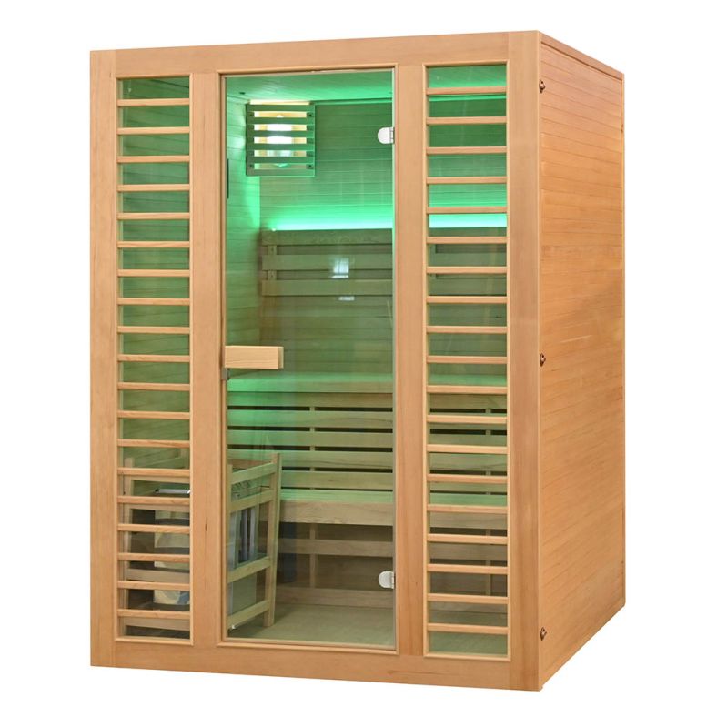 Sauna sucha z piecem EL3S XL 3-osobowa 150 × 150 cm hemlock