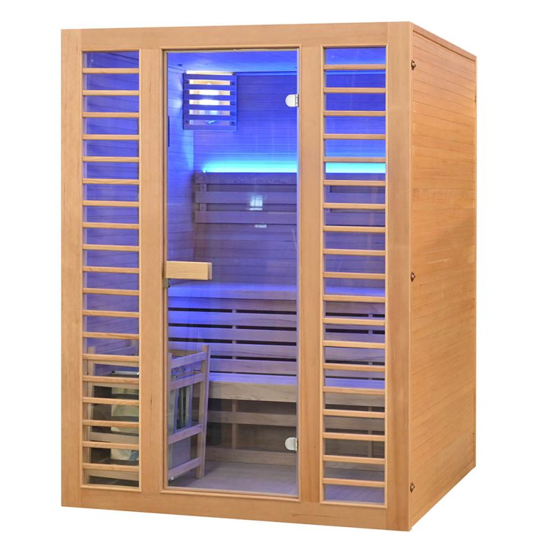 Sauna sucha z piecem EL3S XL 3-osobowa 150 × 150 cm hemlock