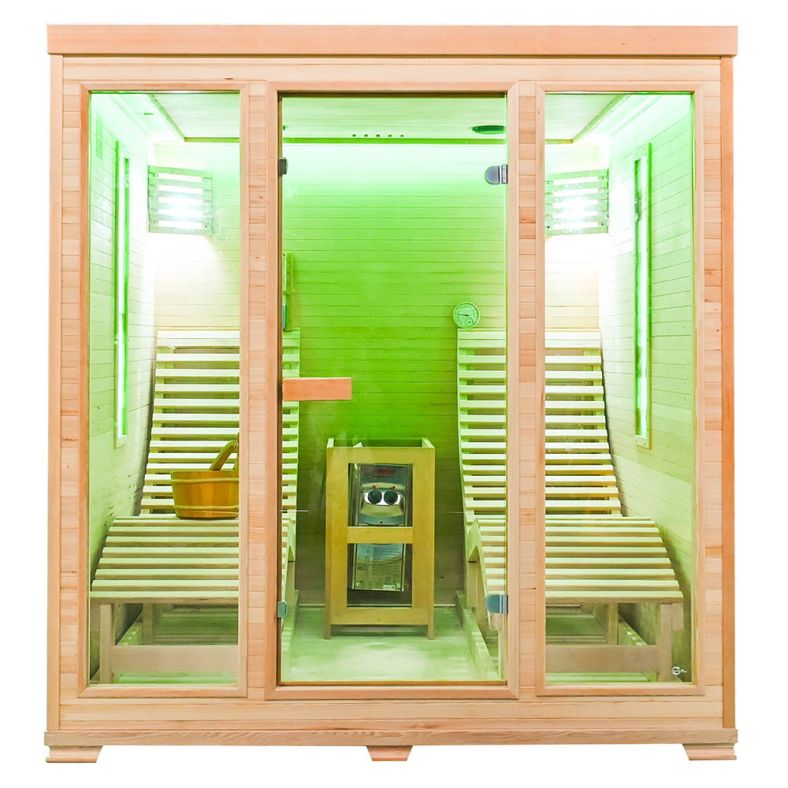 Sauna sucha z piecem EL5S-L z dwiema leżankami 180 × 180 cm