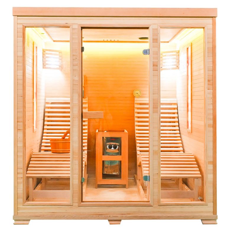 Sauna sucha z piecem EL5S-L z dwiema leżankami 180 × 180 cm