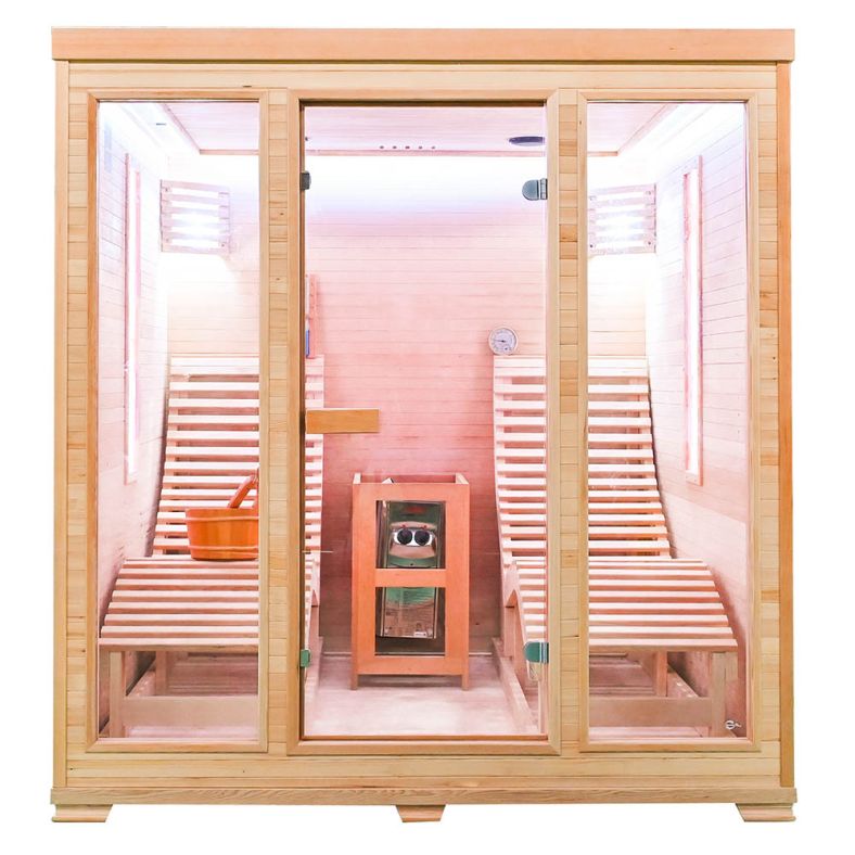 Sauna sucha z piecem EL5S-L z dwiema leżankami 180 × 180 cm