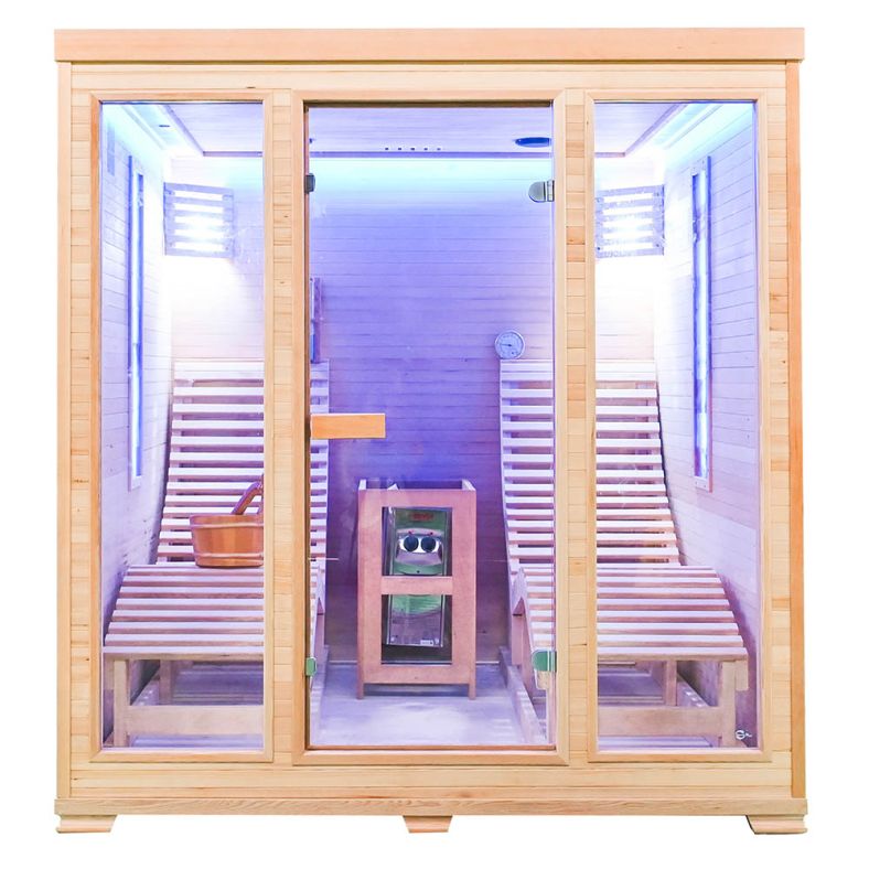 Sauna sucha z piecem EL5S-L z dwiema leżankami 180 × 180 cm