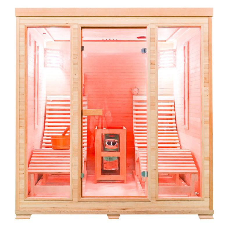 Sauna sucha z piecem EL5S-L z dwiema leżankami 180 × 180 cm