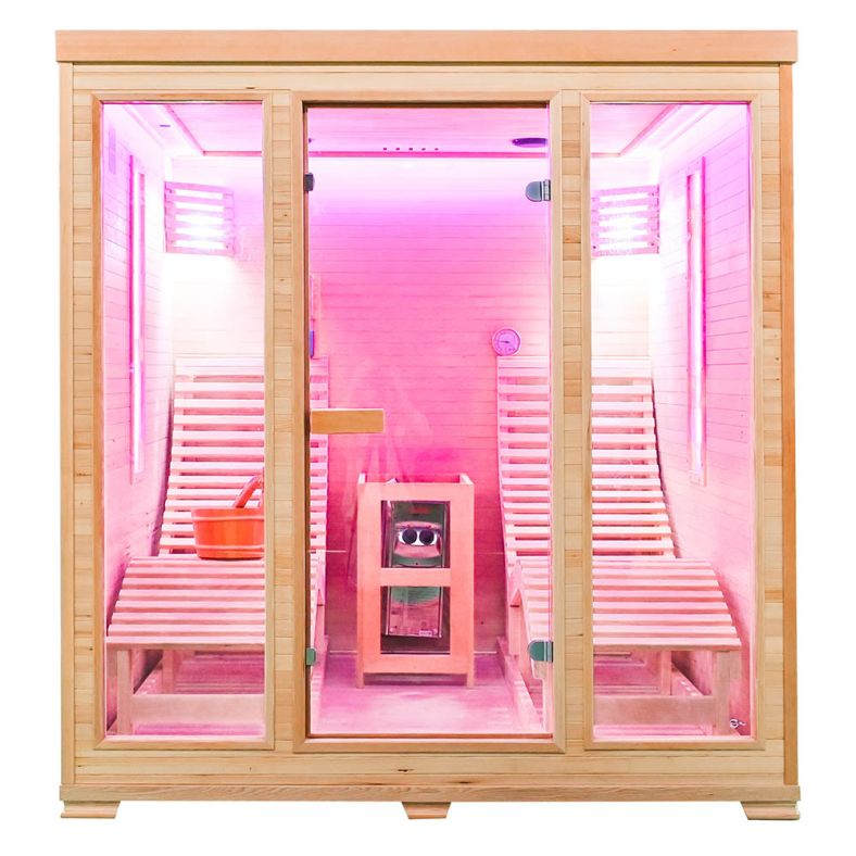 Sauna sucha z piecem EL5S-L z dwiema leżankami 180 × 180 cm