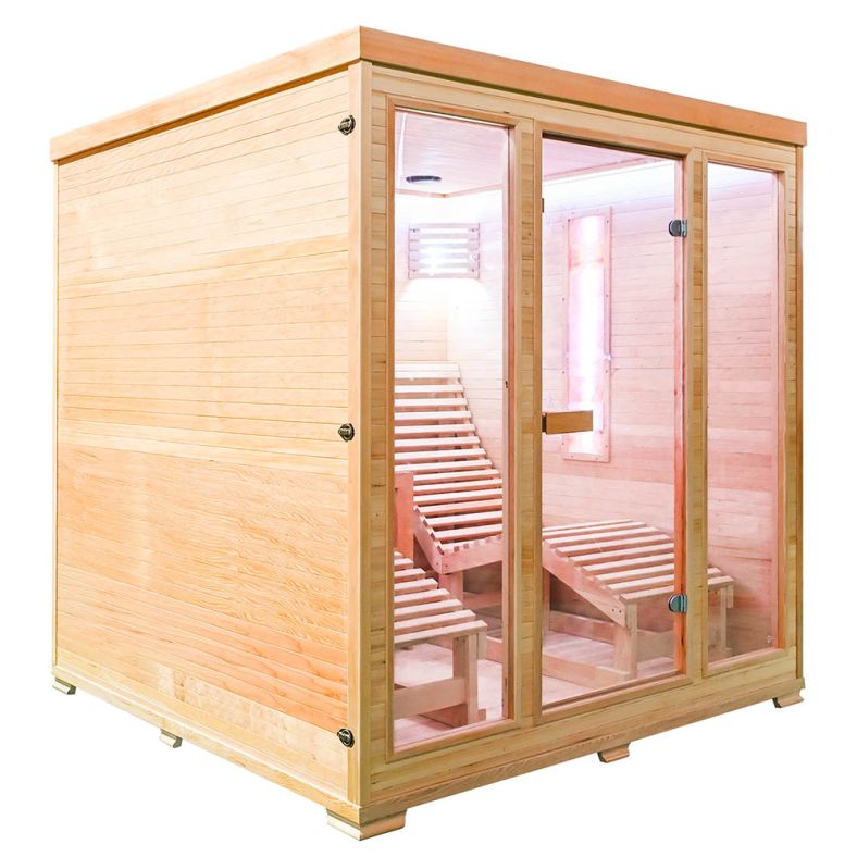 Sauna sucha z piecem EL5S-L z dwiema leżankami 180 × 180 cm