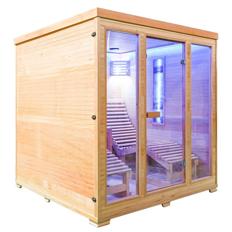 Sauna sucha z piecem EL5S-L z dwiema leżankami 180 × 180 cm