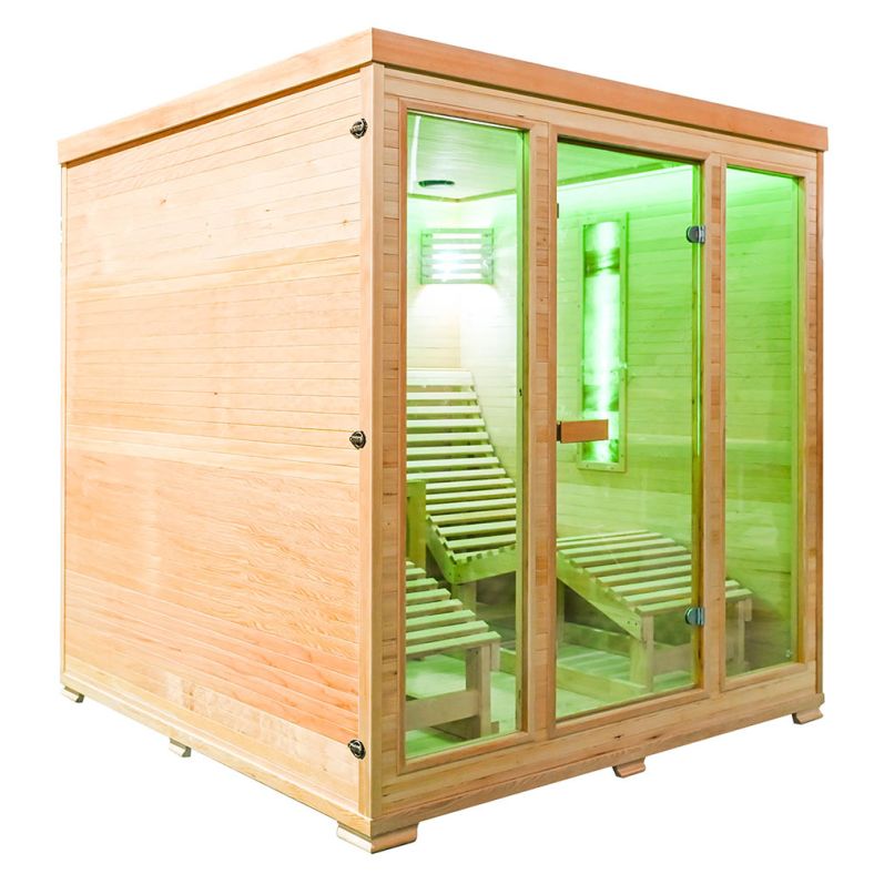 Sauna sucha z piecem EL5S-L z dwiema leżankami 180 × 180 cm