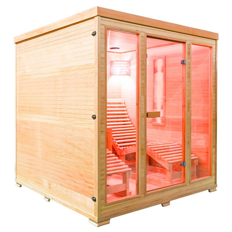 Sauna sucha z piecem EL5S-L z dwiema leżankami 180 × 180 cm