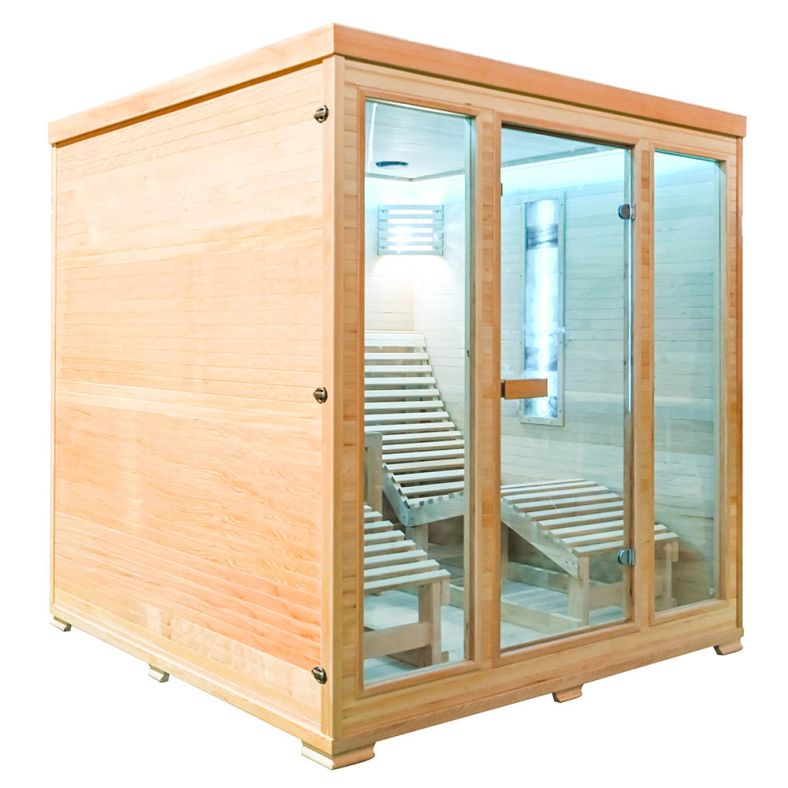 Sauna sucha z piecem EL5S-L z dwiema leżankami 180 × 180 cm