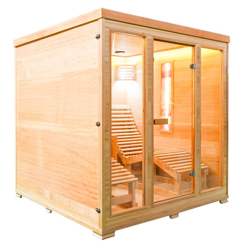 Sauna sucha z piecem EL5S-L z dwiema leżankami 180 × 180 cm