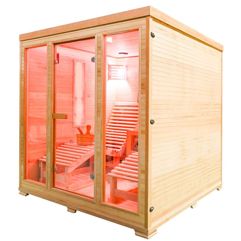Sauna sucha z piecem EL5S-L z dwiema leżankami 180 × 180 cm