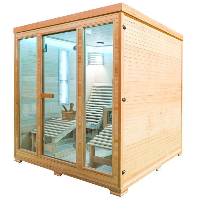 Sauna sucha z piecem EL5S-L z dwiema leżankami 180 × 180 cm
