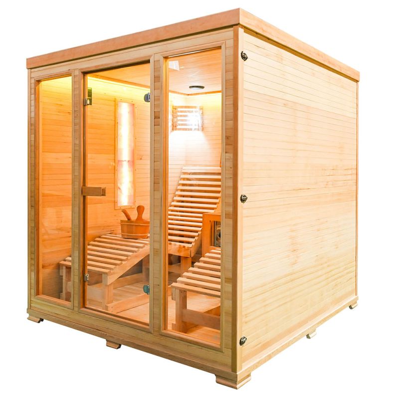 Sauna sucha z piecem EL5S-L z dwiema leżankami 180 × 180 cm