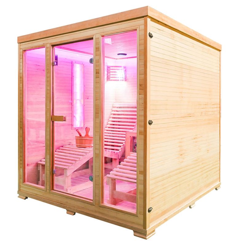 Sauna sucha z piecem EL5S-L z dwiema leżankami 180 × 180 cm