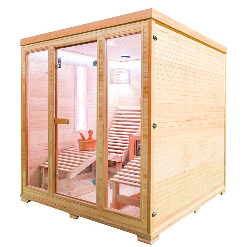 Sauna sucha z piecem EL5S-L z dwiema leżankami 180 × 180 cm