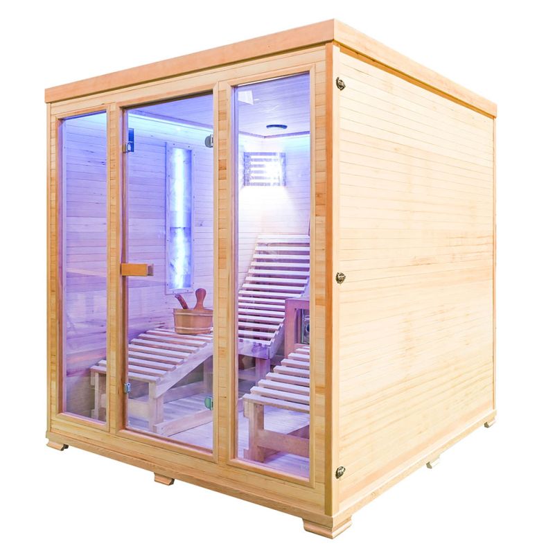 Sauna sucha z piecem EL5S-L z dwiema leżankami 180 × 180 cm