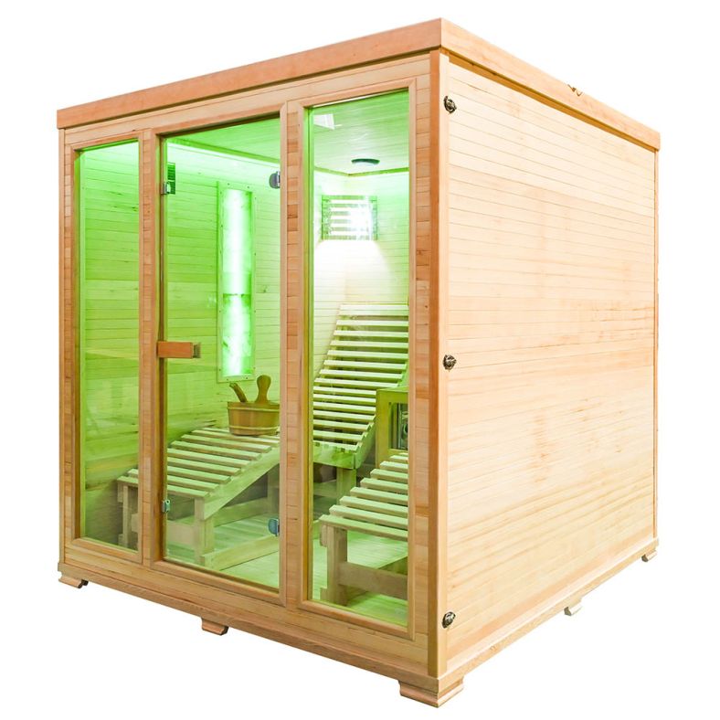 Sauna sucha z piecem EL5S-L z dwiema leżankami 180 × 180 cm