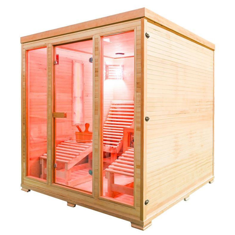 Sauna sucha z piecem EL5S-L z dwiema leżankami 180 × 180 cm