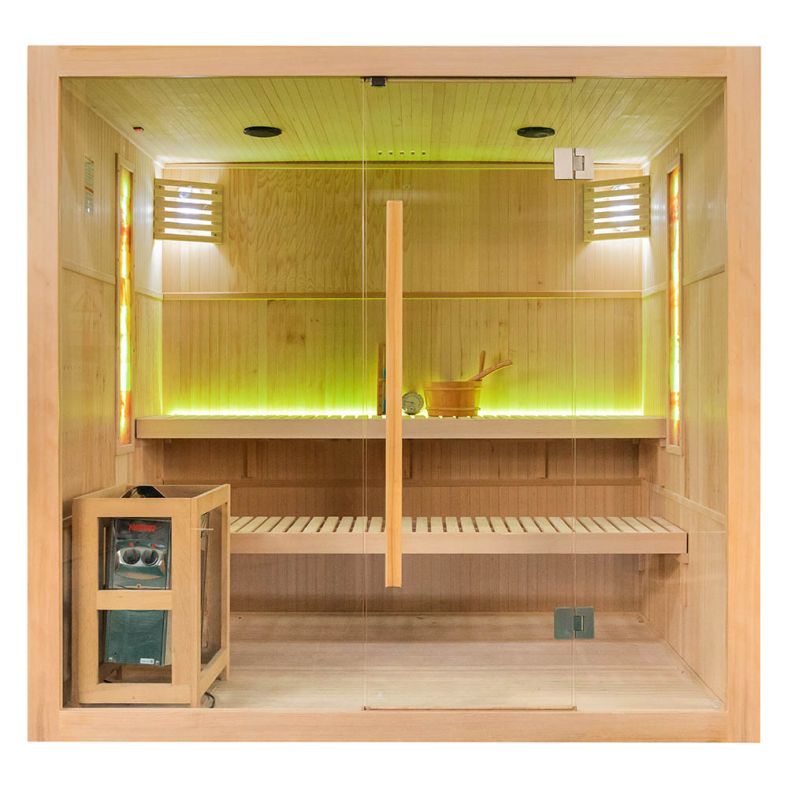Sauna sucha z piecem EA5S LUX 210 × 160 cm – 4 siedzące lub 2 leżące