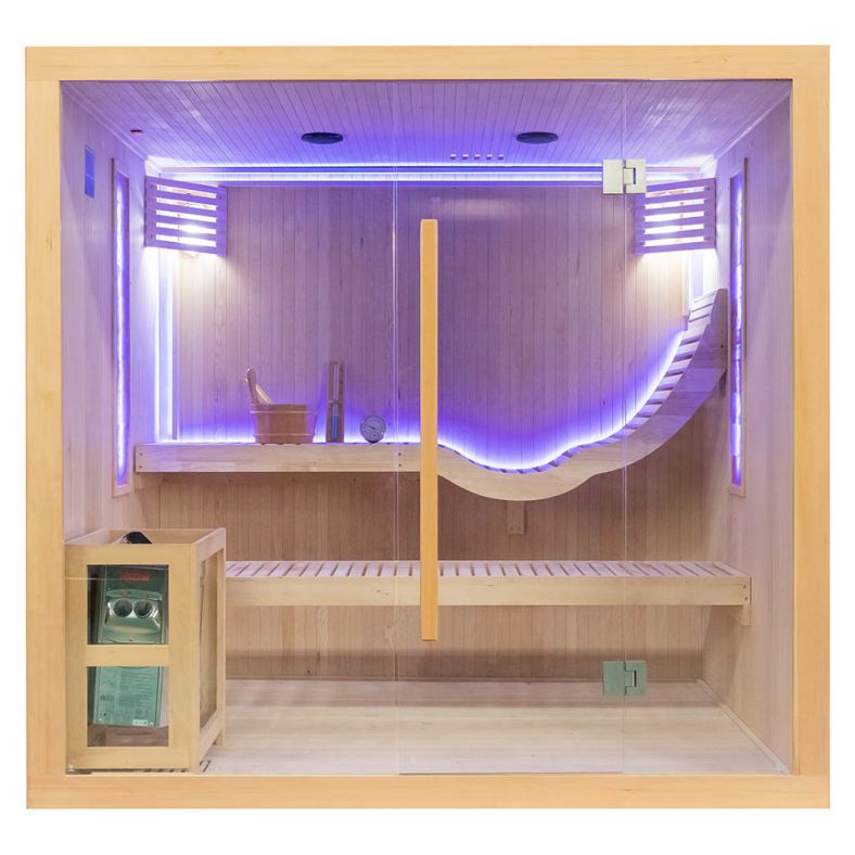 Sauna sucha z piecem EA5S-L z leżanką 210 × 160 cm