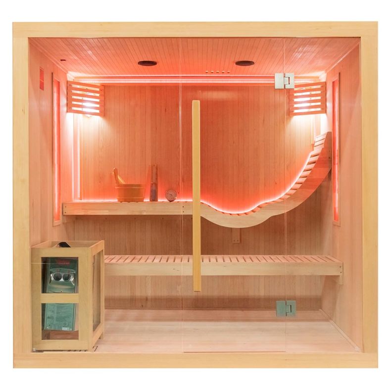 Sauna sucha z piecem EA5S-L z leżanką 210 × 160 cm