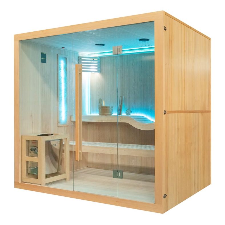 Sauna sucha z piecem EA5S-L z leżanką 210 × 160 cm