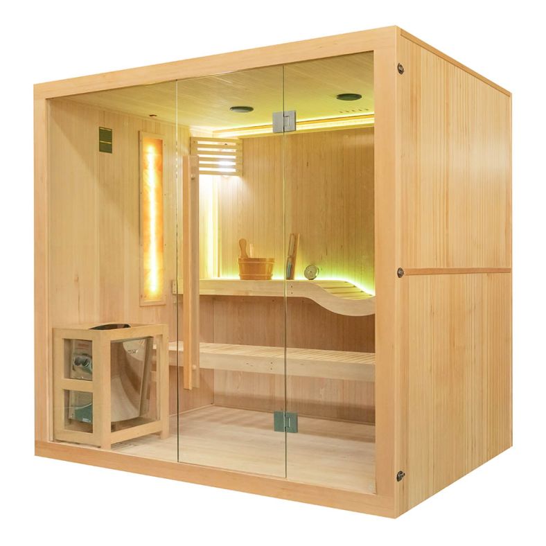 Sauna sucha z piecem EA5S-L z leżanką 210 × 160 cm