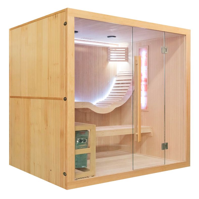 Sauna sucha z piecem EA5S-L z leżanką 210 × 160 cm