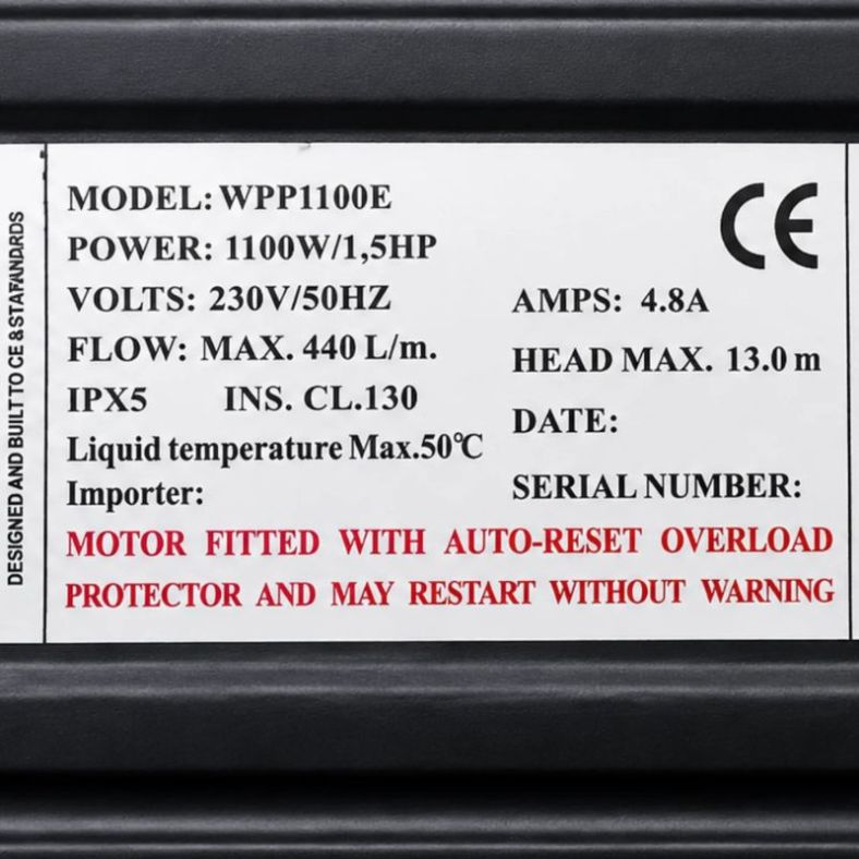 Pompa wodna hydromasażu WPP1100E 1100W 1.5HP