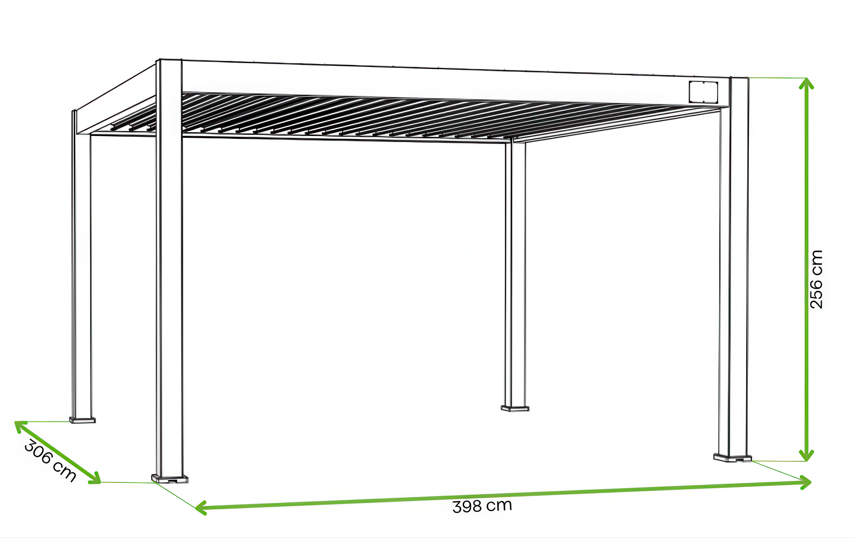 Wymiary - pergola elektryczna deluxe pro automatic 3x4m led gutroof